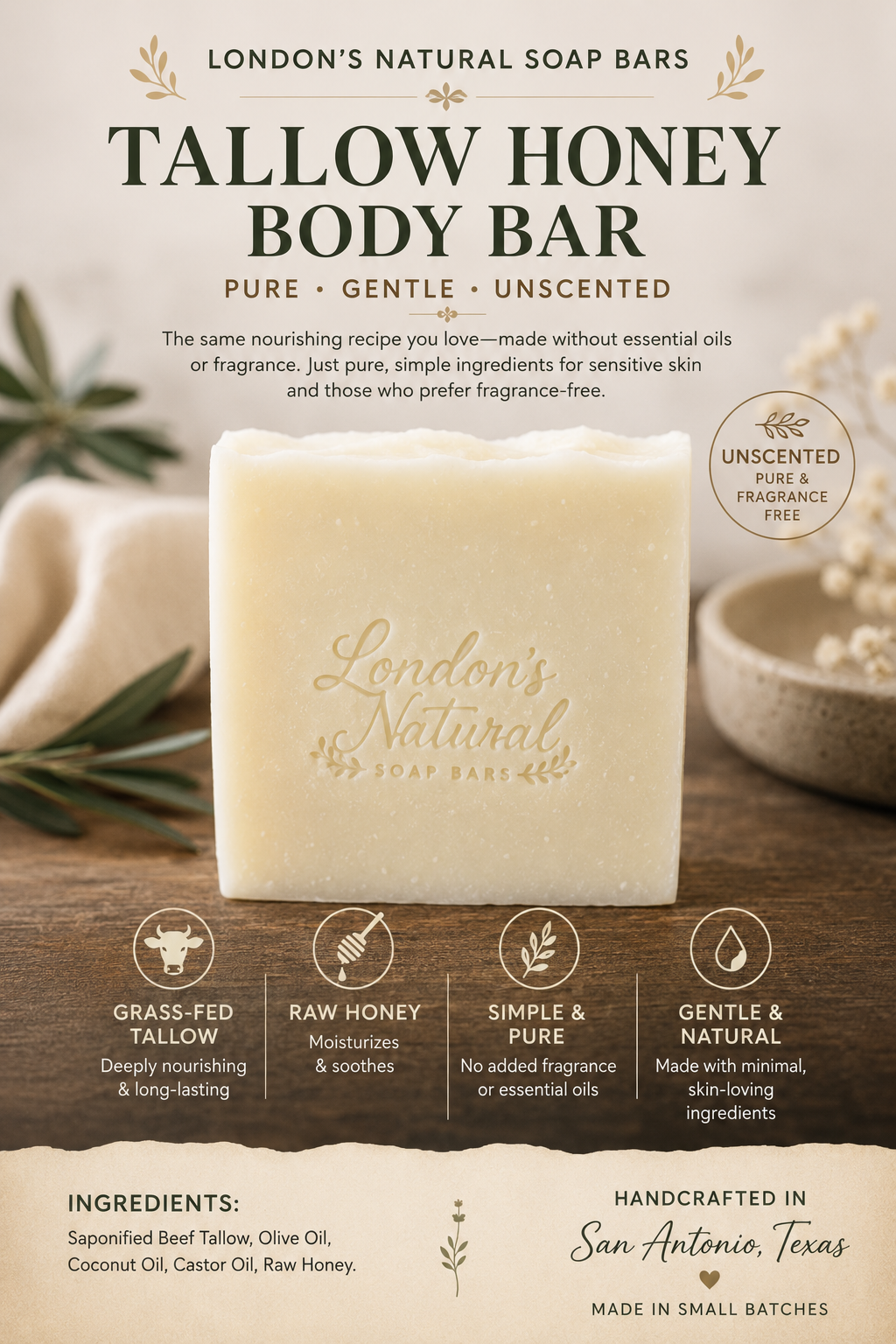 Tallow Honey Body Bar